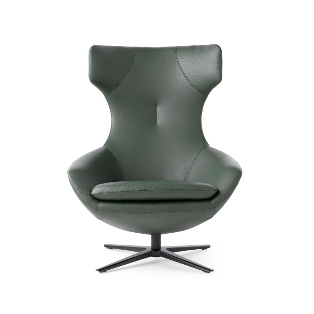 Leolux Caruzzo Lounge Sessel + gratis Hocker Forte -  ohne Kippfunktion - Basic in Leder Noli Epoxy lackiert